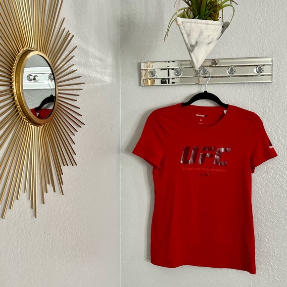 Womens Red UFC T shirt by Reebok - Picture 5 of 10